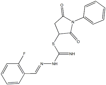 2,5-dioxo-1-phenyl-3-pyrrolidinyl 2-(2-fluorobenzylidene)hydrazinecarbimidothioate|