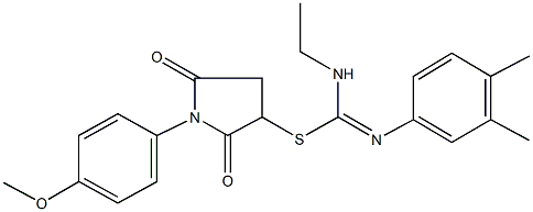 1-(4-methoxyphenyl)-2,5-dioxo-3-pyrrolidinyl N'-(3,4-dimethylphenyl)-N-ethylimidothiocarbamate Structure