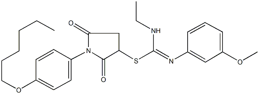 1-[4-(hexyloxy)phenyl]-2,5-dioxo-3-pyrrolidinyl N-ethyl-N'-(3-methoxyphenyl)imidothiocarbamate 结构式