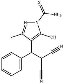 4-(2,2-dicyano-1-phenylethyl)-5-hydroxy-3-methyl-1H-pyrazole-1-carbothioamide Structure