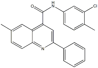 N-(3-chloro-4-methylphenyl)-6-methyl-2-phenyl-4-quinolinecarboxamide 化学構造式