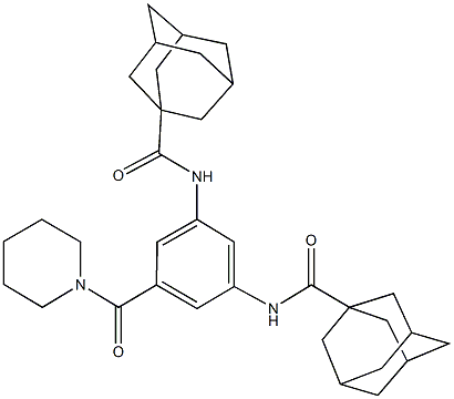 N-[3-[(1-adamantylcarbonyl)amino]-5-(1-piperidinylcarbonyl)phenyl]-1-adamantanecarboxamide Structure