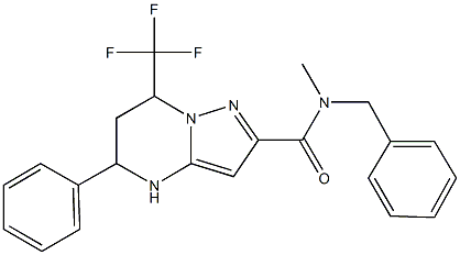 N-benzyl-N-methyl-5-phenyl-7-(trifluoromethyl)-4,5,6,7-tetrahydropyrazolo[1,5-a]pyrimidine-2-carboxamide 结构式