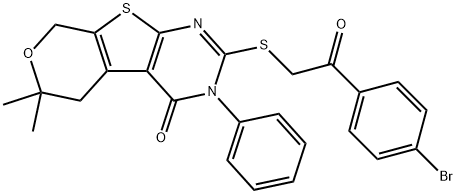 351440-86-3 2-{[2-(4-bromophenyl)-2-oxoethyl]sulfanyl}-6,6-dimethyl-3-phenyl-3,5,6,8-tetrahydro-4H-pyrano[4',3':4,5]thieno[2,3-d]pyrimidin-4-one