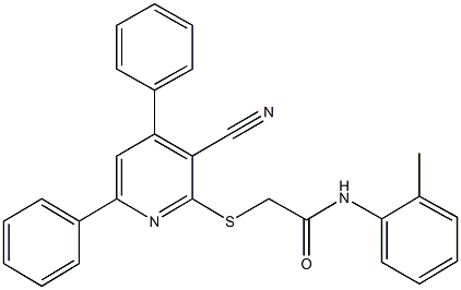 2-[(3-cyano-4,6-diphenyl-2-pyridinyl)sulfanyl]-N-(2-methylphenyl)acetamide|