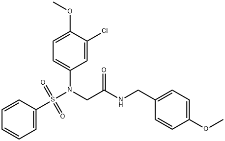 2-[3-chloro-4-methoxy(phenylsulfonyl)anilino]-N-(4-methoxybenzyl)acetamide 结构式