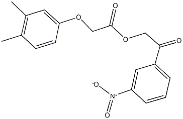 2-{3-nitrophenyl}-2-oxoethyl (3,4-dimethylphenoxy)acetate 化学構造式