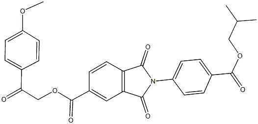2-(4-methoxyphenyl)-2-oxoethyl 2-[4-(isobutoxycarbonyl)phenyl]-1,3-dioxo-5-isoindolinecarboxylate 化学構造式