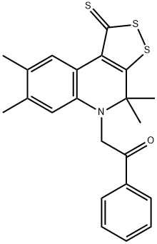 1-phenyl-2-(4,4,7,8-tetramethyl-1-thioxo-1,4-dihydro-5H-[1,2]dithiolo[3,4-c]quinolin-5-yl)ethanone,351498-47-0,结构式