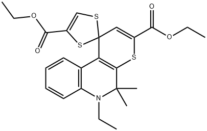 diethyl 6-ethyl-5,5-dimethyl-5,6-dihydrospiro(1H-thiopyrano[2,3-c]quinoline-1,2'-[1,3]-dithiole)-3,4'-dicarboxylate,351498-48-1,结构式