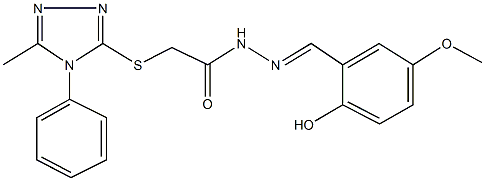 N'-(2-hydroxy-5-methoxybenzylidene)-2-[(5-methyl-4-phenyl-4H-1,2,4-triazol-3-yl)sulfanyl]acetohydrazide Struktur