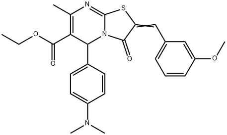 ethyl 5-[4-(dimethylamino)phenyl]-2-(3-methoxybenzylidene)-7-methyl-3-oxo-2,3-dihydro-5H-[1,3]thiazolo[3,2-a]pyrimidine-6-carboxylate,351517-62-9,结构式