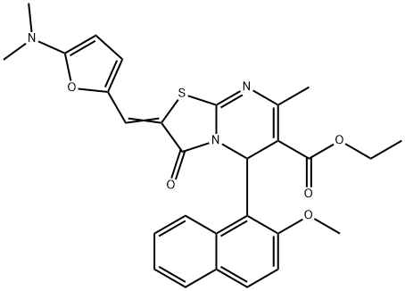 ethyl 2-{[5-(dimethylamino)-2-furyl]methylene}-5-(2-methoxy-1-naphthyl)-7-methyl-3-oxo-2,3-dihydro-5H-[1,3]thiazolo[3,2-a]pyrimidine-6-carboxylate Structure