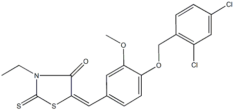 5-{4-[(2,4-dichlorobenzyl)oxy]-3-methoxybenzylidene}-3-ethyl-2-thioxo-1,3-thiazolidin-4-one Structure