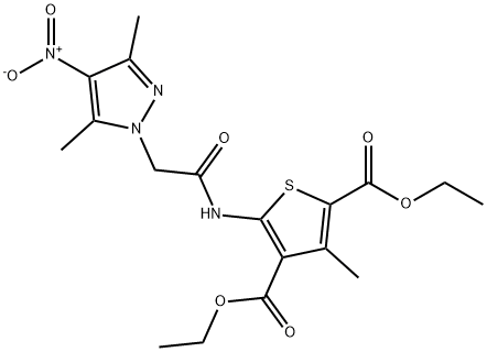 351520-64-4 diethyl 5-[({4-nitro-3,5-dimethyl-1H-pyrazol-1-yl}acetyl)amino]-3-methyl-2,4-thiophenedicarboxylate