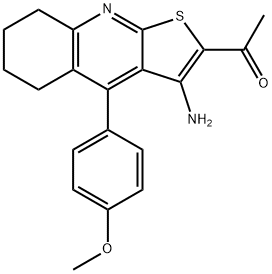 1-[3-amino-4-(4-methoxyphenyl)-5,6,7,8-tetrahydrothieno[2,3-b]quinolin-2-yl]ethanone Struktur