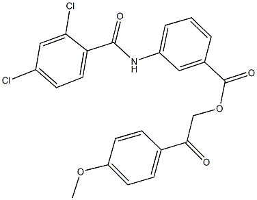 2-(4-methoxyphenyl)-2-oxoethyl 3-[(2,4-dichlorobenzoyl)amino]benzoate 化学構造式