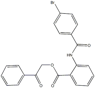 2-oxo-2-phenylethyl 2-[(4-bromobenzoyl)amino]benzoate 化学構造式