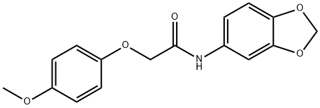 N-(1,3-benzodioxol-5-yl)-2-(4-methoxyphenoxy)acetamide 化学構造式