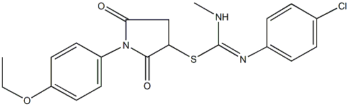 1-(4-ethoxyphenyl)-2,5-dioxo-3-pyrrolidinyl N'-(4-chlorophenyl)-N-methylimidothiocarbamate Struktur