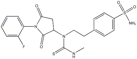 4-(2-{[1-(2-fluorophenyl)-2,5-dioxo-3-pyrrolidinyl][(methylamino)carbothioyl]amino}ethyl)benzenesulfonamide 结构式