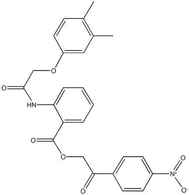 2-{4-nitrophenyl}-2-oxoethyl 2-{[(3,4-dimethylphenoxy)acetyl]amino}benzoate 结构式