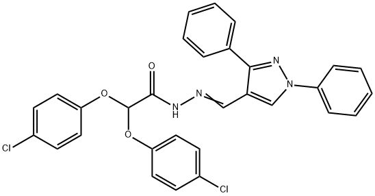 2,2-bis(4-chlorophenoxy)-N'-[(1,3-diphenyl-1H-pyrazol-4-yl)methylene]acetohydrazide Structure