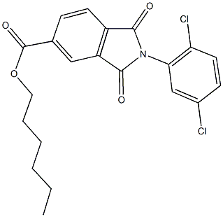 hexyl 2-(2,5-dichlorophenyl)-1,3-dioxo-5-isoindolinecarboxylate 结构式