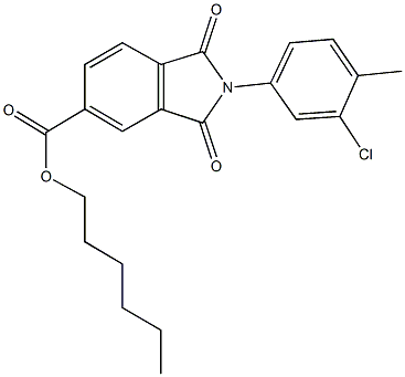 hexyl 2-(3-chloro-4-methylphenyl)-1,3-dioxoisoindoline-5-carboxylate,351995-73-8,结构式