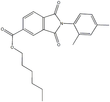 hexyl 2-(2,4-dimethylphenyl)-1,3-dioxo-5-isoindolinecarboxylate 结构式