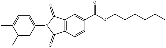 hexyl 2-(3,4-dimethylphenyl)-1,3-dioxoisoindoline-5-carboxylate Struktur