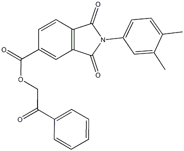 2-oxo-2-phenylethyl 2-(3,4-dimethylphenyl)-1,3-dioxo-5-isoindolinecarboxylate Struktur