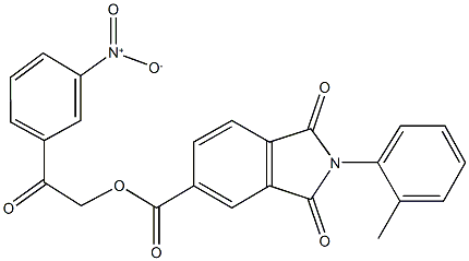 2-{3-nitrophenyl}-2-oxoethyl 2-(2-methylphenyl)-1,3-dioxo-5-isoindolinecarboxylate Structure