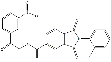 2-{3-nitrophenyl}-2-oxoethyl 2-(2-methylphenyl)-1,3-dioxo-5-isoindolinecarboxylate 结构式