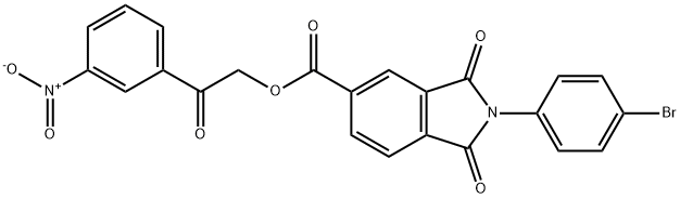 2-{3-nitrophenyl}-2-oxoethyl 2-(4-bromophenyl)-1,3-dioxoisoindoline-5-carboxylate 结构式