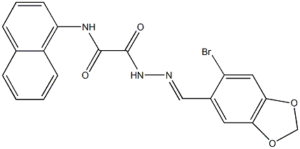 2-{2-[(6-bromo-1,3-benzodioxol-5-yl)methylene]hydrazino}-N-(1-naphthyl)-2-oxoacetamide Struktur