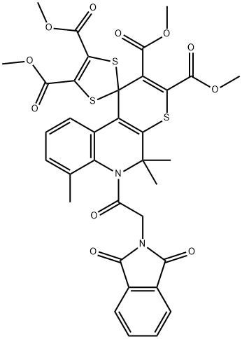 tetramethyl 6'-[(1,3-dioxo-1,3-dihydro-2H-isoindol-2-yl)acetyl]-5',5',7'-trimethyl-5',6'-dihydrospiro[1,3-dithiole-2,1'-(1'H)-thiopyrano[2,3-c]quinoline]-2',3',4,5-tetracarboxylate Structure