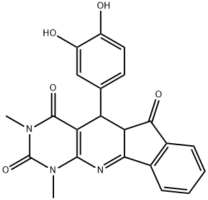 5-(3,4-dihydroxyphenyl)-1,3-dimethyl-5,5a-dihydro-1H-indeno[2',1':5,6]pyrido[2,3-d]pyrimidine-2,4,6(3H)-trione,352017-01-7,结构式