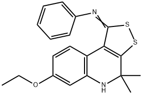 N-(7-ethoxy-4,4-dimethyl-4,5-dihydro-1H-[1,2]dithiolo[3,4-c]quinolin-1-ylidene)-N-phenylamine Struktur
