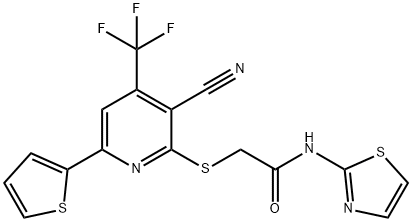 2-{[3-cyano-6-(2-thienyl)-4-(trifluoromethyl)-2-pyridinyl]sulfanyl}-N-(1,3-thiazol-2-yl)acetamide,352021-33-1,结构式