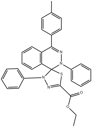 ethyl 4'-(4-methylphenyl)-2,4-diphenyl-1,2,4',5'-tetrahydrospiro(phthalazine-1,5'-[1,3,4]-thiadiazole)-2'-carboxylate,352023-57-5,结构式