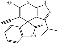 352025-19-5 6-amino-5-cyano-3-isopropyl-1,4-dihydro-2'-oxospiro(pyrano[2,3-c]pyrazole-4,3'-indoline)