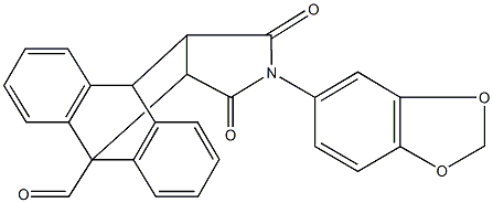 17-(1,3-benzodioxol-5-yl)-16,18-dioxo-17-azapentacyclo[6.6.5.0~2,7~.0~9,14~.0~15,19~]nonadeca-2,4,6,9,11,13-hexaene-1-carbaldehyde 化学構造式