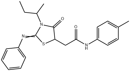 2-[3-sec-butyl-4-oxo-2-(phenylimino)-1,3-thiazolidin-5-yl]-N-(4-methylphenyl)acetamide Structure