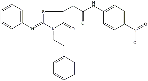 N-{4-nitrophenyl}-2-[4-oxo-3-(2-phenylethyl)-2-(phenylimino)-1,3-thiazolidin-5-yl]acetamide Structure