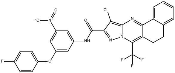 11-chloro-N-{3-(4-fluorophenoxy)-5-nitrophenyl}-7-(trifluoromethyl)-5,6-dihydrobenzo[h]pyrazolo[5,1-b]quinazoline-10-carboxamide Structure