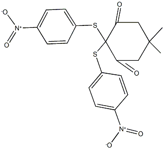 2,2-bis({4-nitrophenyl}sulfanyl)-5,5-dimethyl-1,3-cyclohexanedione Structure