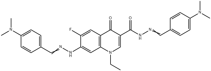 352215-66-8 N'-[4-(dimethylamino)benzylidene]-7-{2-[4-(dimethylamino)benzylidene]hydrazino}-1-ethyl-6-fluoro-4-oxo-1,4-dihydro-3-quinolinecarbohydrazide