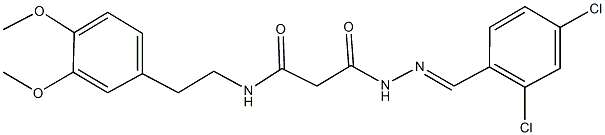 3-[2-(2,4-dichlorobenzylidene)hydrazino]-N-[2-(3,4-dimethoxyphenyl)ethyl]-3-oxopropanamide Struktur