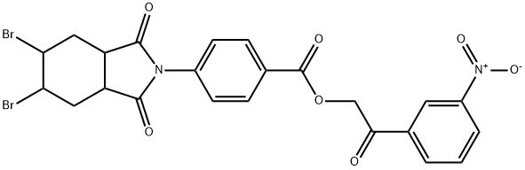 2-{3-nitrophenyl}-2-oxoethyl 4-(5,6-dibromo-1,3-dioxooctahydro-2H-isoindol-2-yl)benzoate Structure